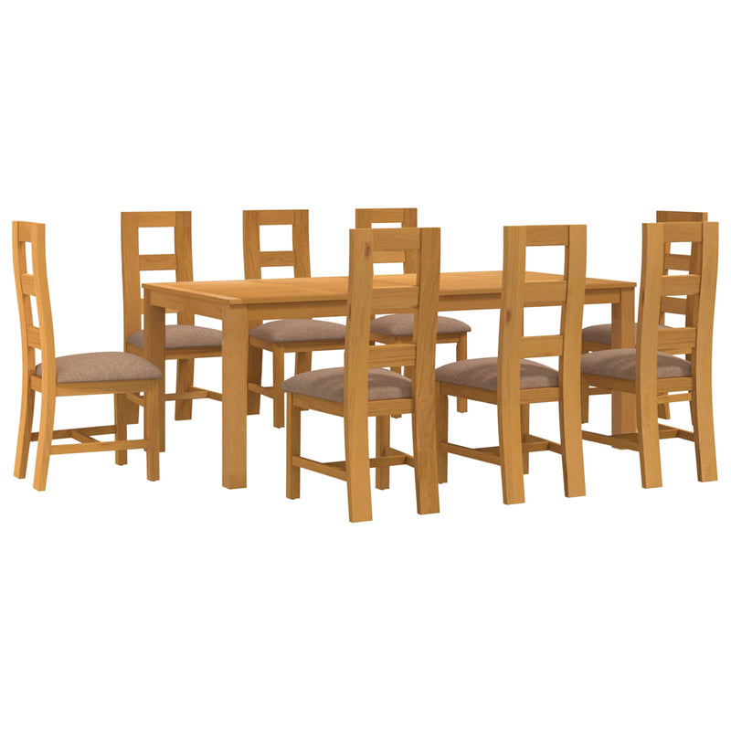 Set de dining 9 buc. Gri Lemn de stejar masiv