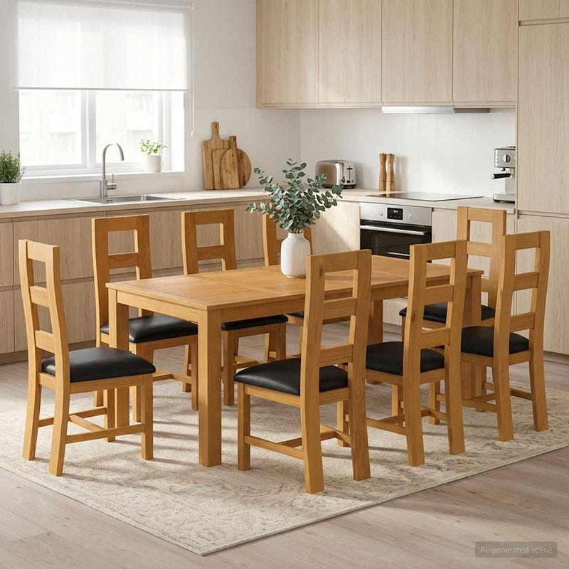 Set de dining 9 buc. Negru Lemn de stejar masiv
