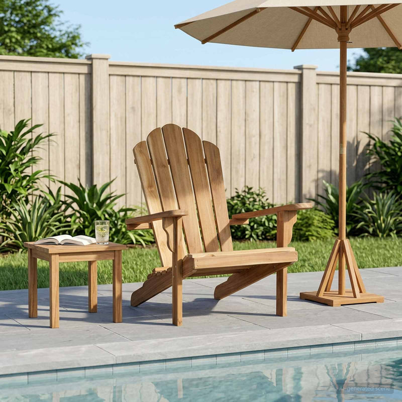 Fotoliu Adirondack pentru grădină natural Lemn solid de tec