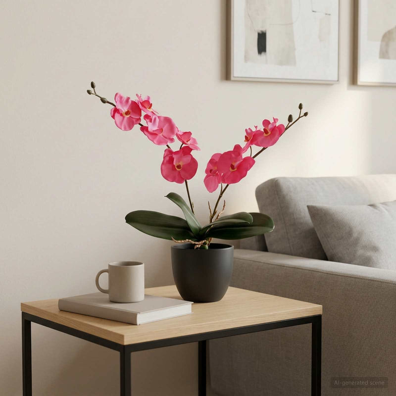 Plantă cu Orhidee Artificială Roșu 36 x 10 x 30 cm