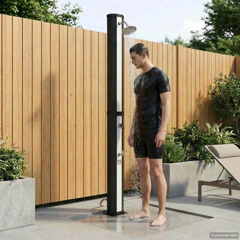 Duș solar cu cap de duș și robinet 40 l PVC, ABS, Aliaj de zinc