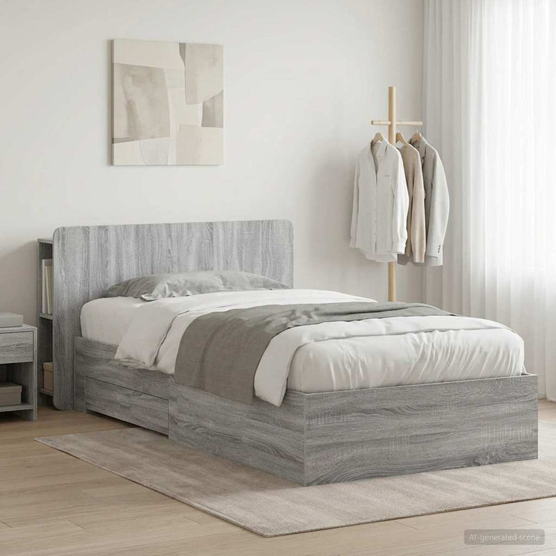 Cadru de pat cu depozitare cu headboard Sonoma gri 80 x 200 cm