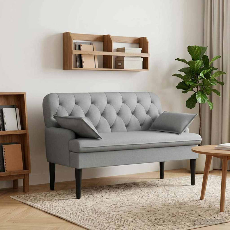 Canapea cu capitonaj butonat Gri deschis 111 x 68 x 80 cm