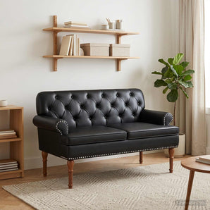 Canapea cu capitonaj butonat Negru 120 x 65 x 77 cm