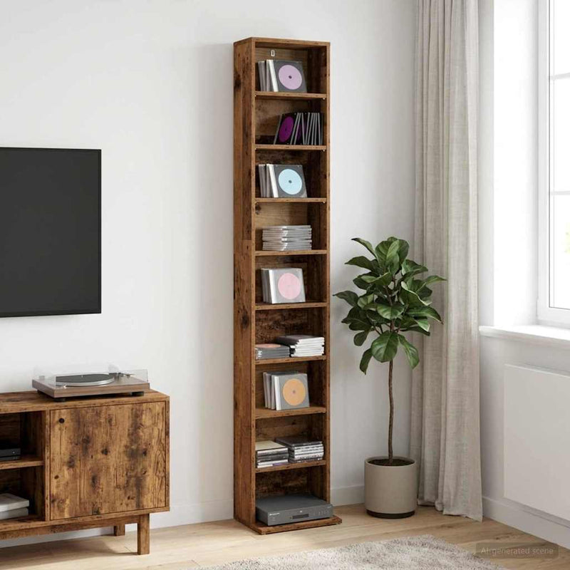 Dulap pentru CD-uri Lemn de stejar 33 x 23,5 x 175 cm