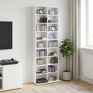 Dulap pentru CD-uri Alb 65 x 23,5 x 175 cm Lemn prelucrat