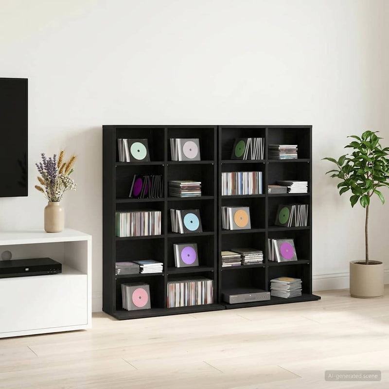 Dulap pentru CD-uri 2 buc. Stejar Negru 65 x 23,5 x 97,5 cm