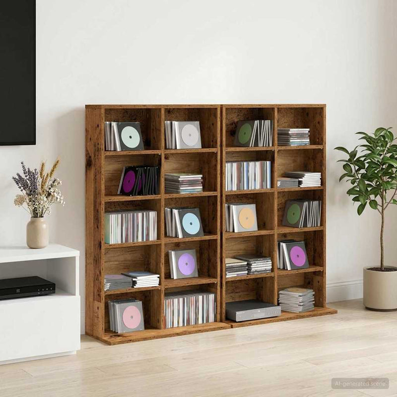 Dulap pentru CD-uri 2 buc. Lemn de stejar 65 x 23,5 x 97,5 cm