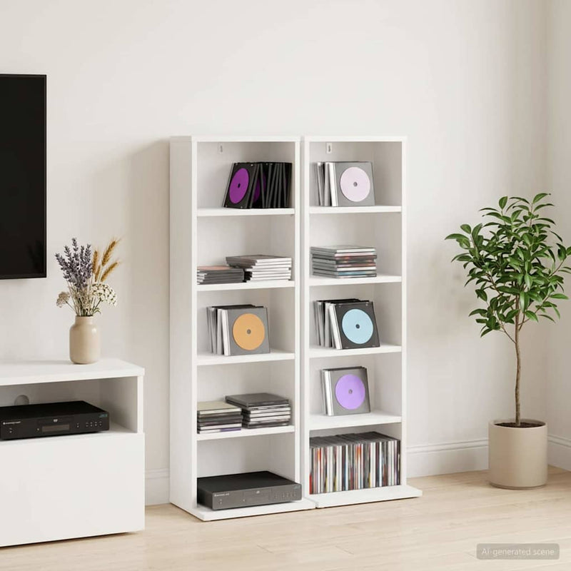 Dulap pentru CD-uri 2 buc. Alb 33 x 23,5 x 97,5 cm
