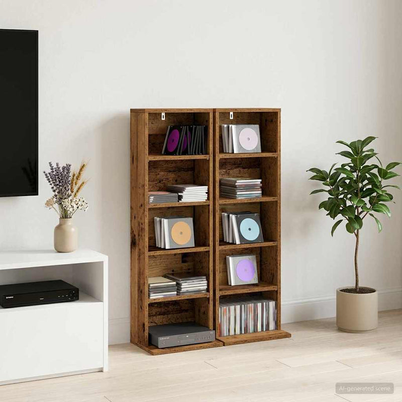 Dulap pentru CD-uri 2 buc. Lemn de stejar 33 x 23,5 x 97,5 cm