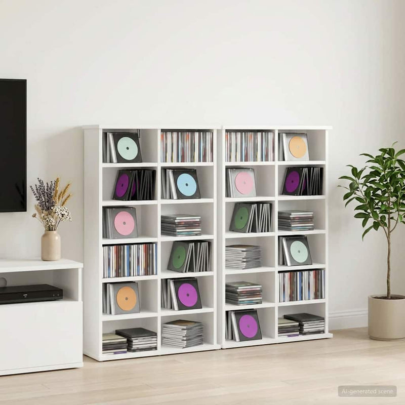 Dulap pentru CD-uri 2 buc. Alb 60 x 17 x 92 cm Lemn prelucrat