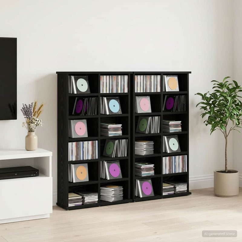 Dulap pentru CD-uri 2 buc. Stejar Negru 60 x 17 x 92 cm