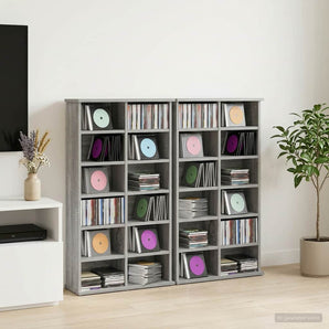 Dulap pentru CD-uri 2 buc. Sonoma gri 60 x 17 x 92 cm