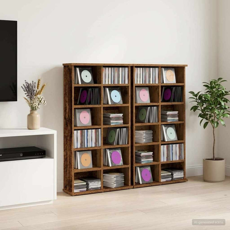 Dulap pentru CD-uri 2 buc. Lemn de stejar 60 x 17 x 92 cm