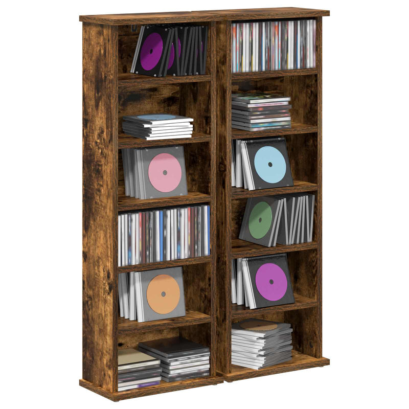 Dulap pentru CD-uri 2 buc. Stejar fumuriu 60 x 17 x 92 cm
