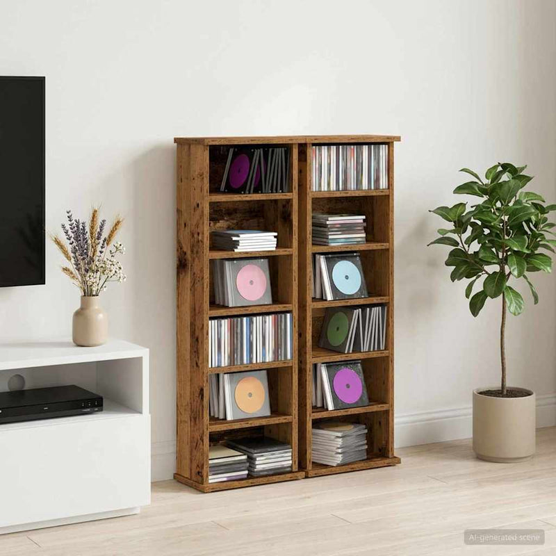 Dulap pentru CD-uri 2 buc. Lemn de stejar 60 x 17 x 92 cm