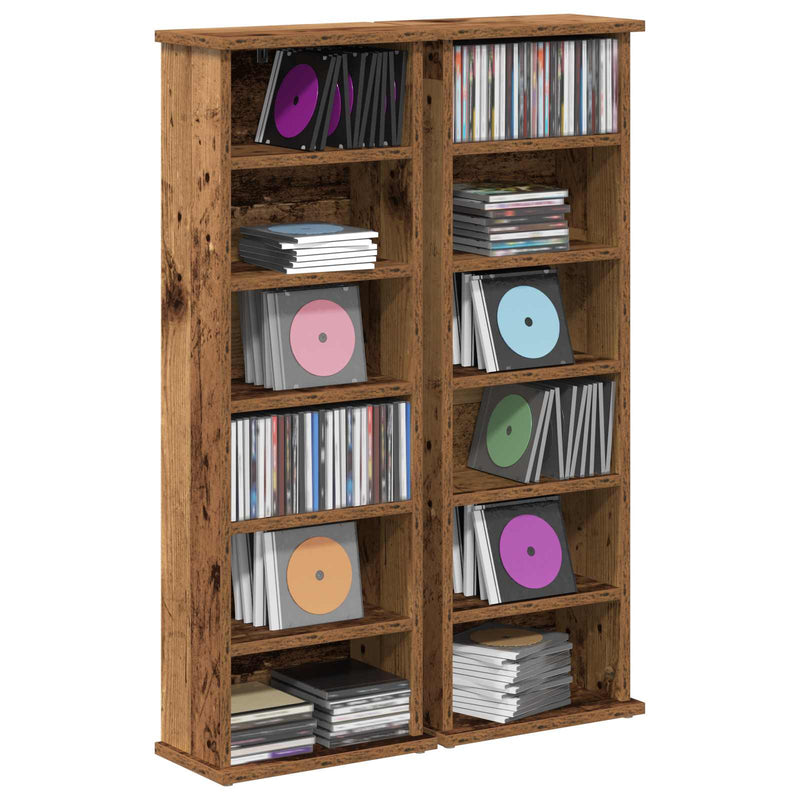 Dulap pentru CD-uri 2 buc. Lemn de stejar 60 x 17 x 92 cm