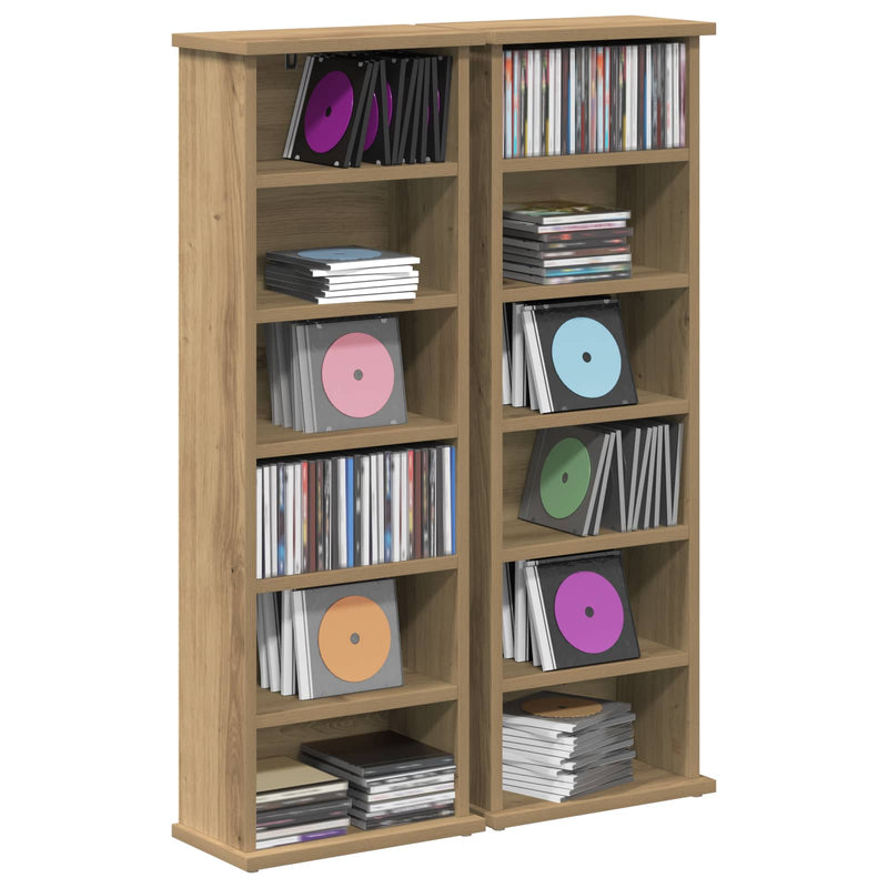 Dulap pentru CD-uri 2 buc. Stejar Artizanal 60 x 17 x 92 cm