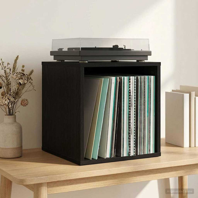 Cutie pentru albume de vinil Stejar Negru 37 x 36,5 x 38 cm
