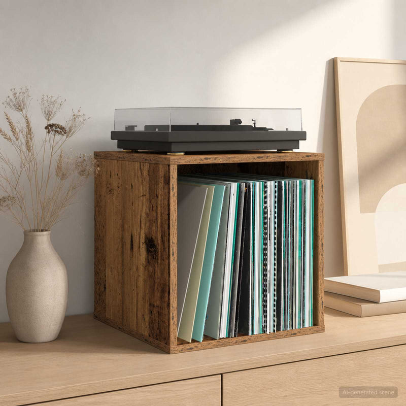 Cutie pentru albume de vinil 2 buc. Lemn de stejar