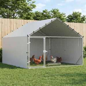 Cot pentru pui cu acoperiș Argintiu 200 x 200 x 150 cm