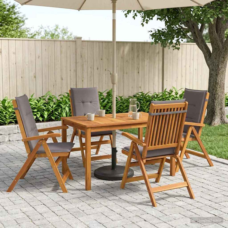 5-Piece Garden Dining Set natural Lemn Solid de Acacia