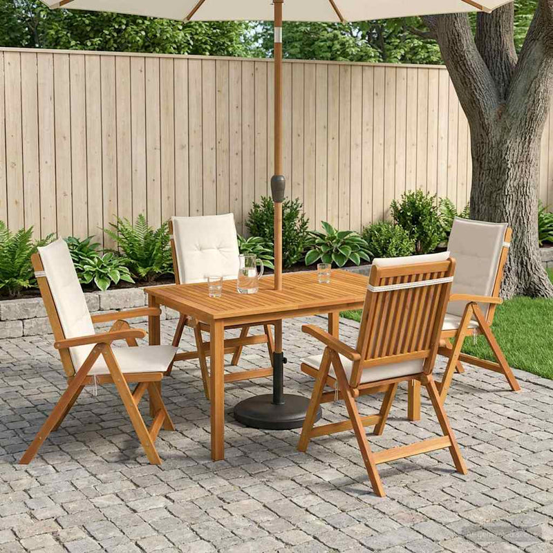 Set de dining pentru grădină cu 5 piese natural