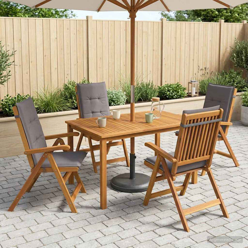 Set de dining pentru grădină cu 5 piese natural