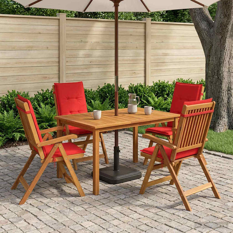 Set de dining pentru grădină cu 5 piese natural