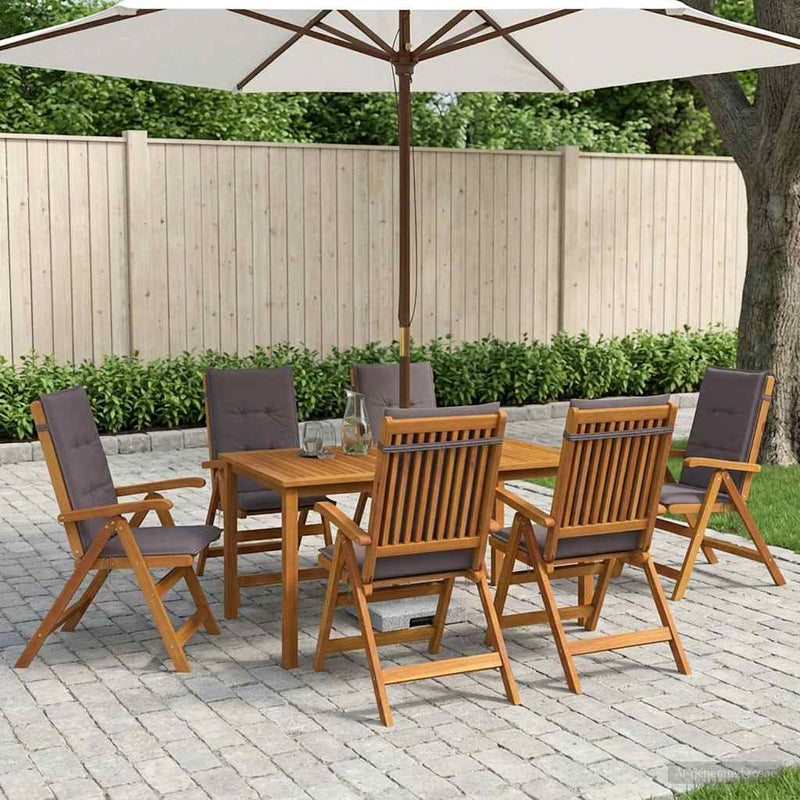 Set de dining pentru grădină, 7 piese natural