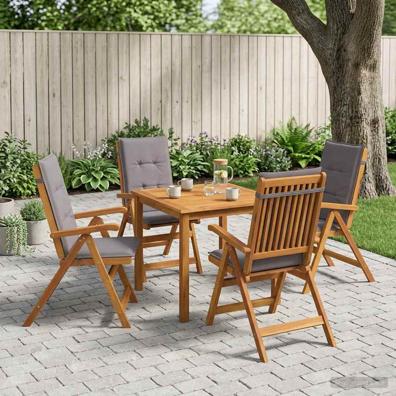 Set de dining pentru grădină cu 5 piese natural