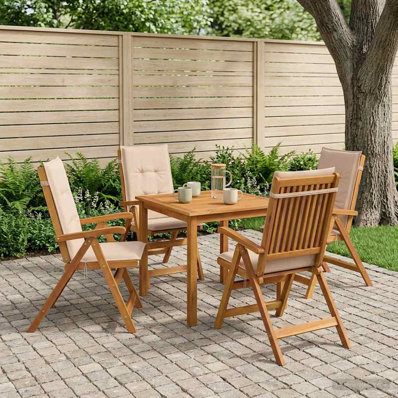 Set de dining pentru grădină cu 5 piese natural