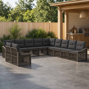 Set de canapele pentru grădină 11 buc. Gri poliratan