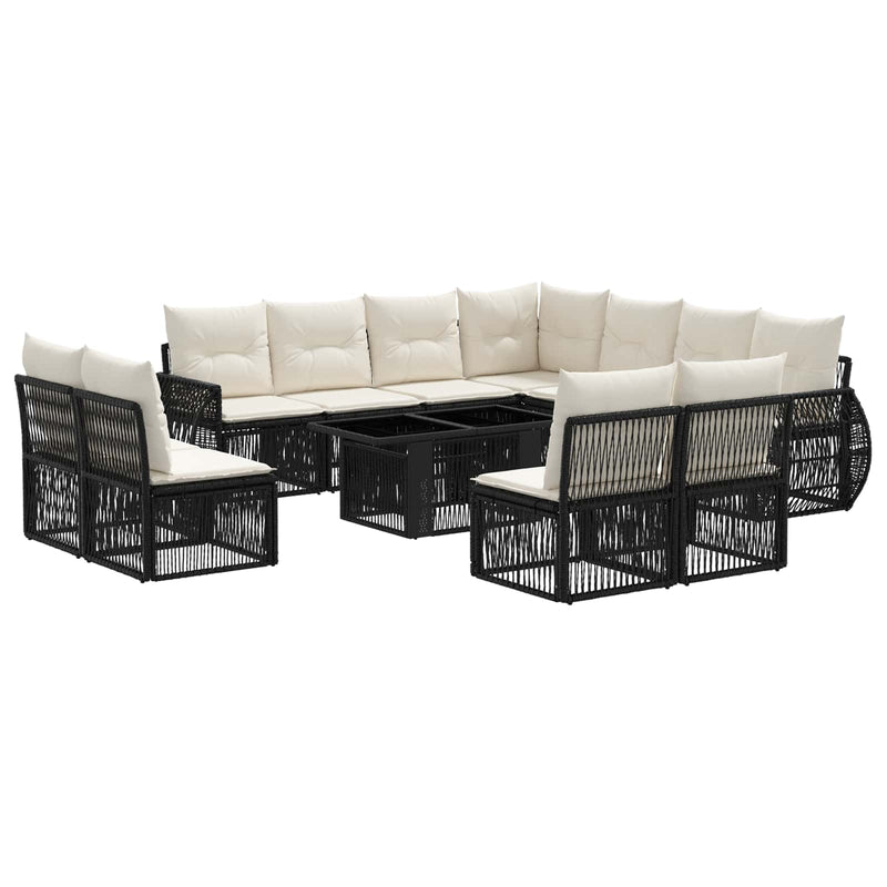 Set de canapele pentru grădină 12 buc. Negru și Alb crem