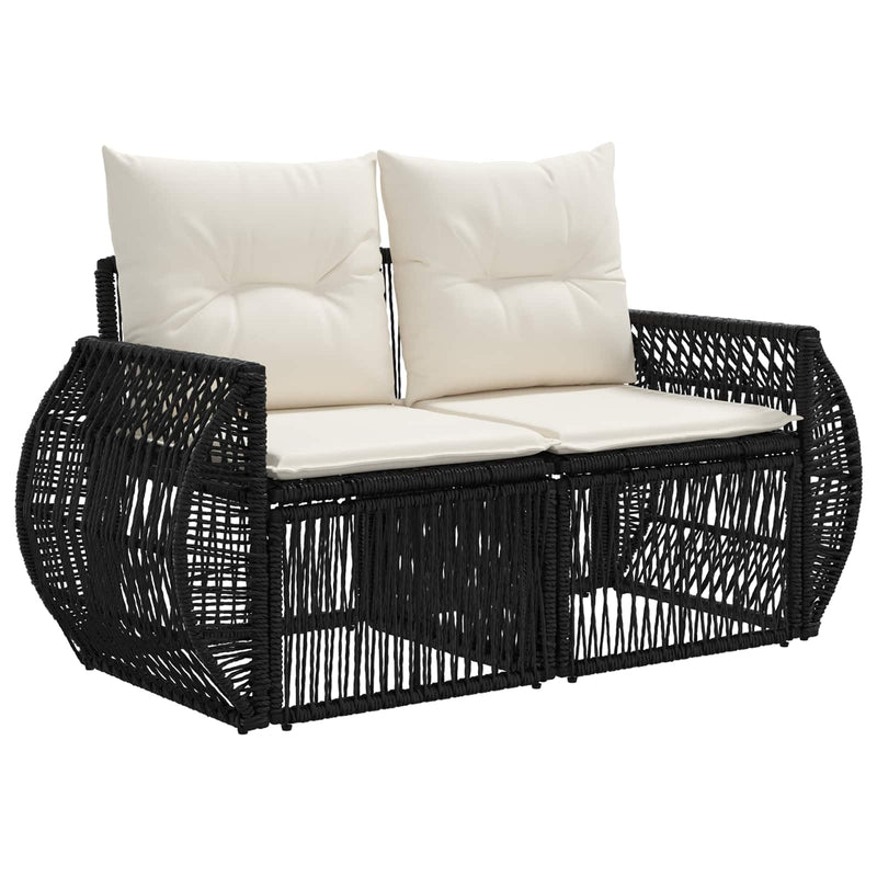 Set de canapele pentru grădină 12 buc. Negru și Alb crem