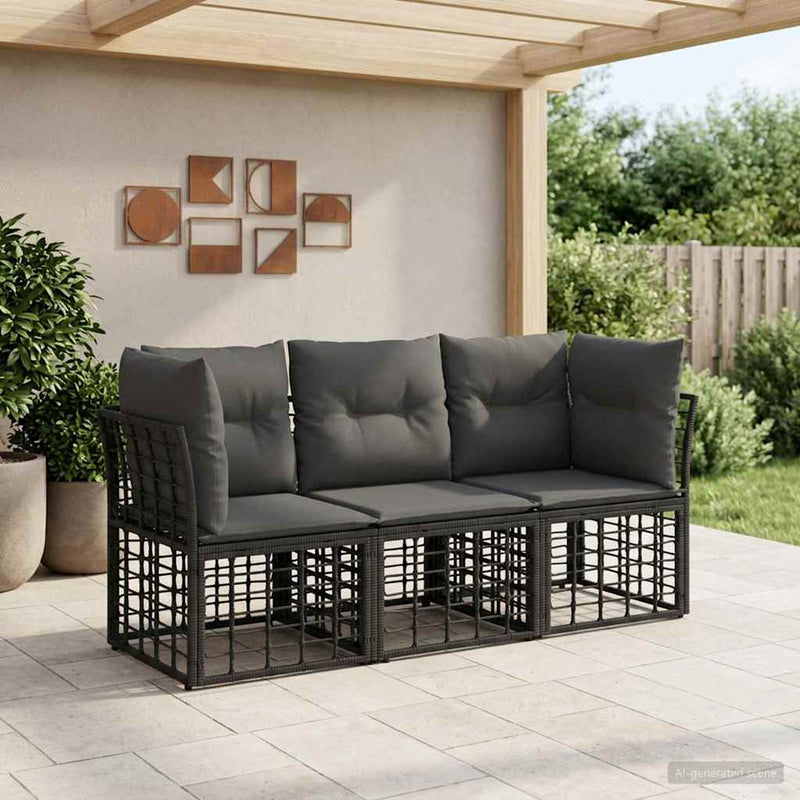 Set de canapele de exterior Negru Poliester