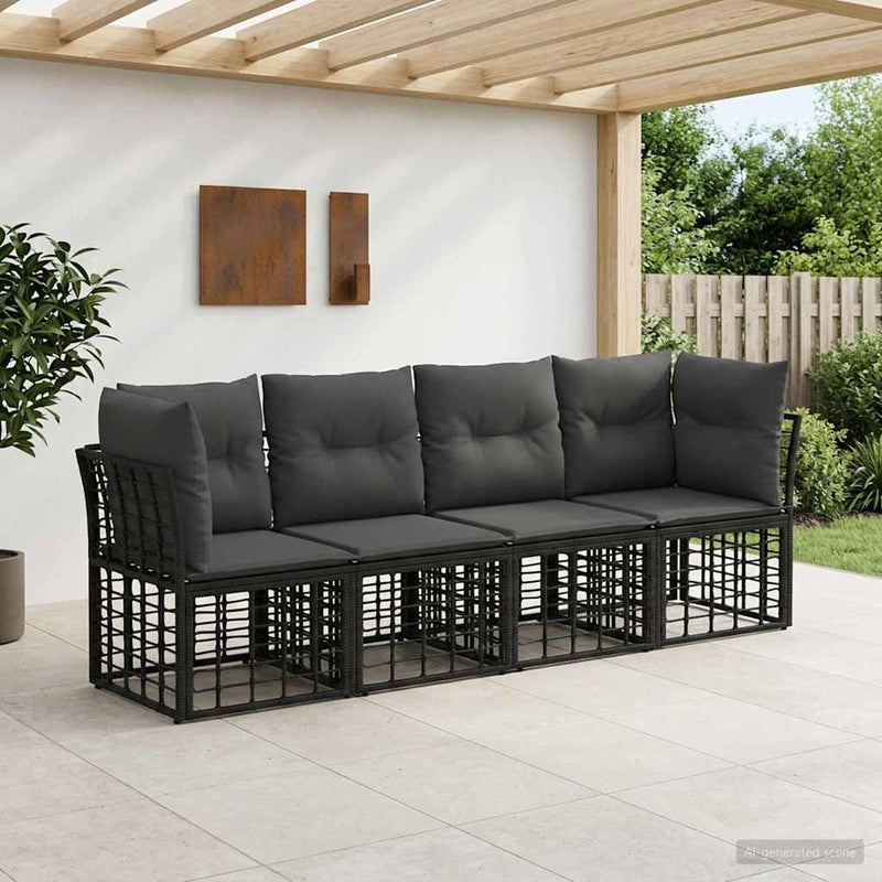 Set de canapele de exterior Negru Poliester