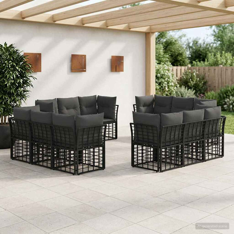 Set de canapele de exterior Negru Poliester