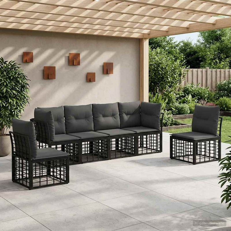 Set de canapele de exterior Negru Poliester