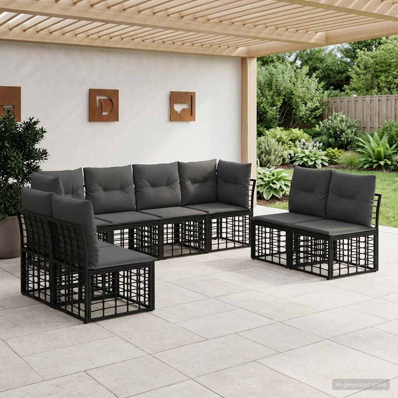 Set de canapele de exterior Negru Poliester
