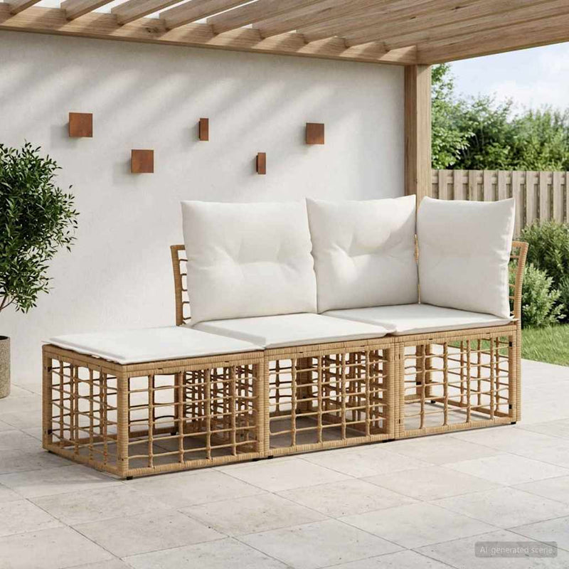 Set de canapele de exterior 3 buc. natural Poliester
