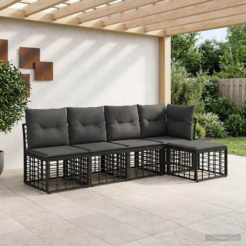 Set de canapele de exterior Negru Poliester