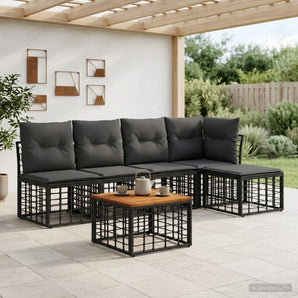 Set de canapele de exterior 6 buc. Negru și Gri închis