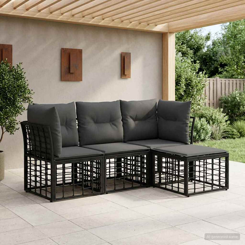 Set de canapele de exterior Negru Poliester