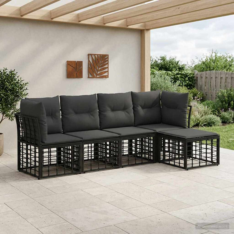 Set de canapele de exterior Negru Poliester
