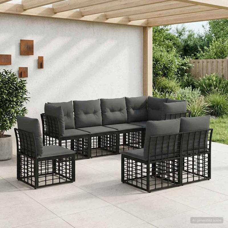 Set de canapele de exterior Negru Poliester