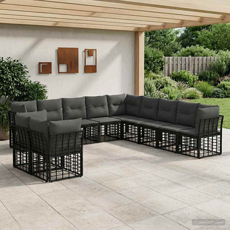 Set de canapele de exterior Negru Poliester