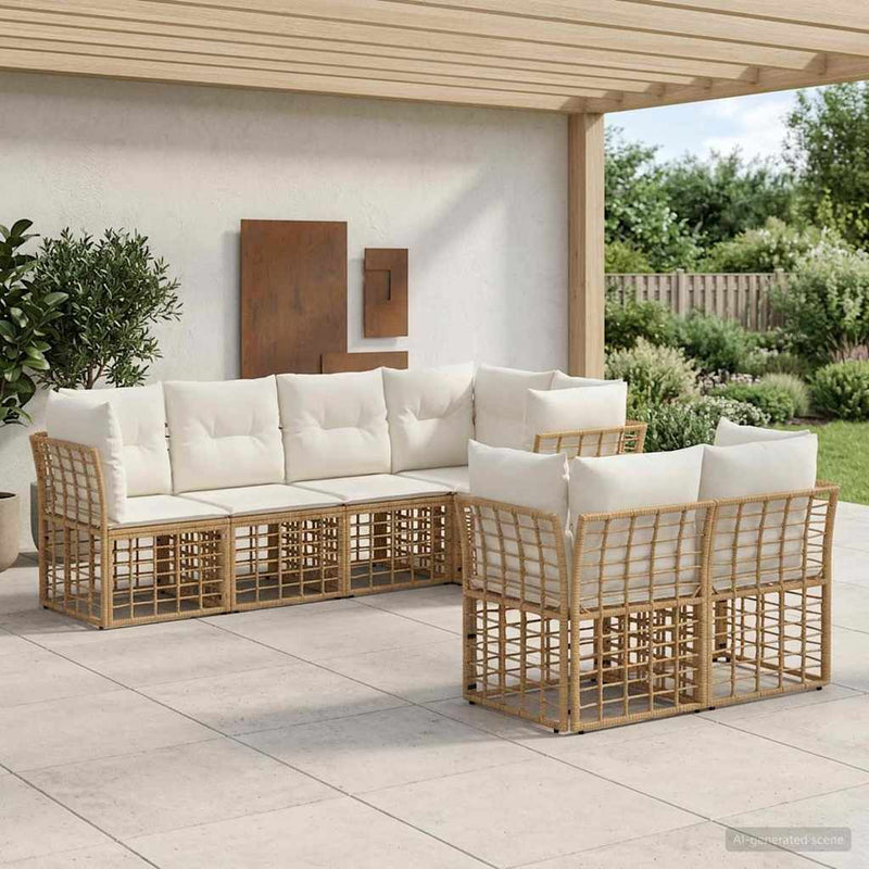 Set de canapele de exterior 7 buc. natural Poliester