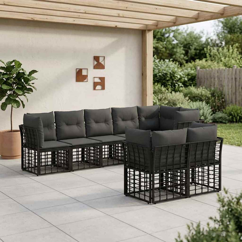 Set de canapele de exterior Negru Poliester