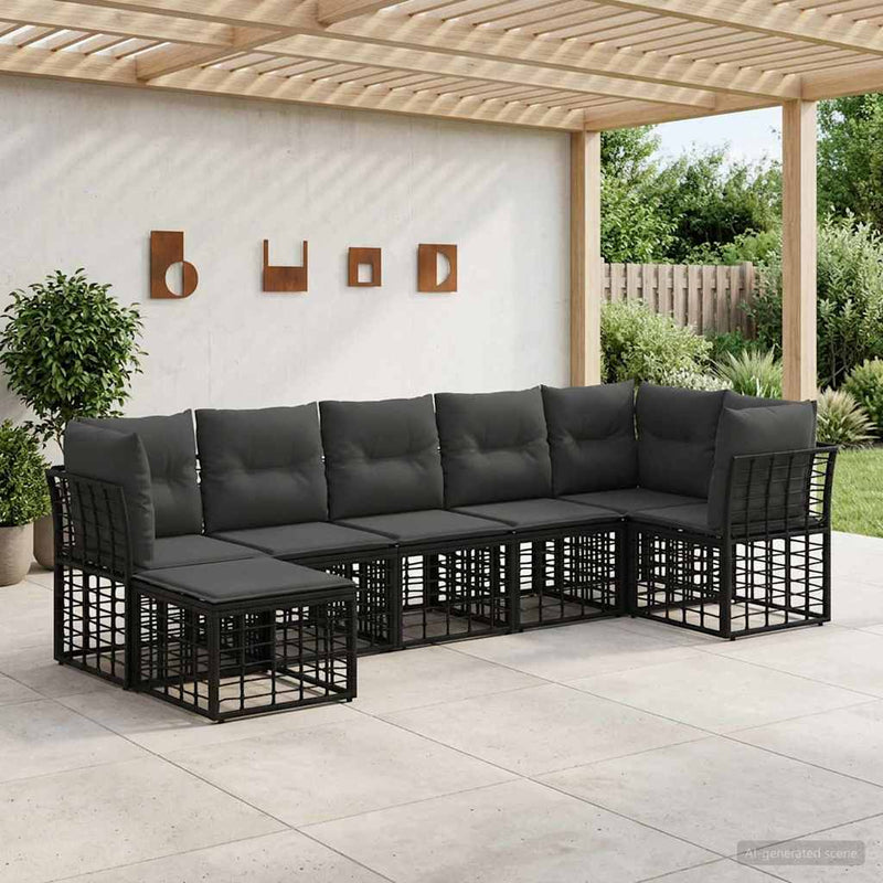 Set de canapele de exterior Negru Poliester